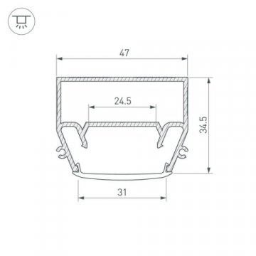Профиль Arlight STRETCH-S-35-CEIL-CENTER-2000 GAMMA35 040699