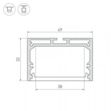 Профиль с экраном Arlight SL-LINE-4932-2500 WHITE+OPAL 036304
