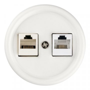 Розетка компьютерная RJ45/телефонная RJ11 TDM Electric "Болонь" белая SQ1820-0052