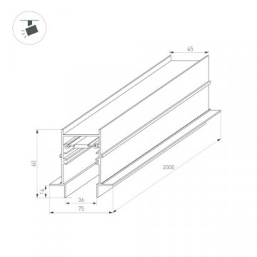 Шинопровод магнитный встраиваемый Arlight MAG-TRACK-4560-FDW-2000 BK 034679