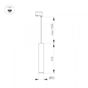 Трековый светодиодный светильник Arlight LGD-Pipe-Track-Hang-4TR-R50-9W Day4000 037409