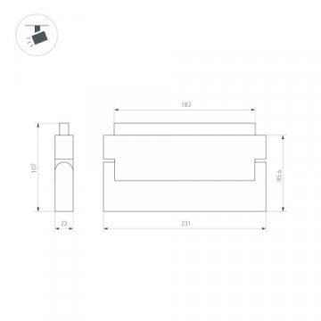 Трековый светодиодный светильник для магнитного шинопровода Arlight Mag-Orient-Flat-Fold-S230-12W Warm3000 034663
