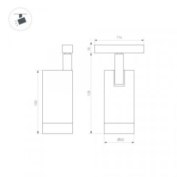 Трековый светодиодный светильник для магнитного шинопровода Arlight Mag-Orient-Spot-R45-12W Warm3000 033827