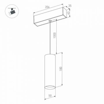 Трековый светодиодный светильник для магнитного шинопровода Arlight Mag-Spot-Hang-45-R50-7W Warm3000 027005