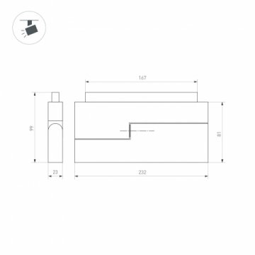 Трековый светодиодный светильник для магнитного шинопровода Arlight MAG-ORIENT-FLAT-FOLD-S230-12W Warm3000 034664(1)