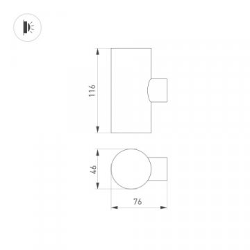 Уличный настенный светодиодный светильник Arlight KT-Ray-Wall-Twin-R46-2X3W Day4000 034136