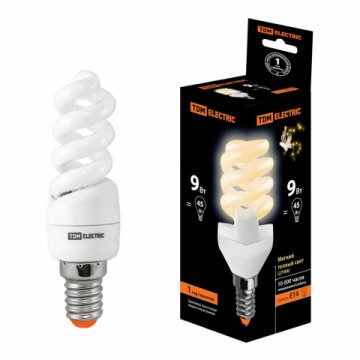Лампа энергосберегающая TDM Electric Е14 9W 2700K матовая SQ0323-0052