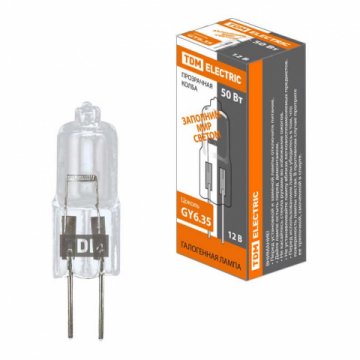 Лампа галогенная TDM Electric GY6.35 50W 3000K прозрачная SQ0341-0063