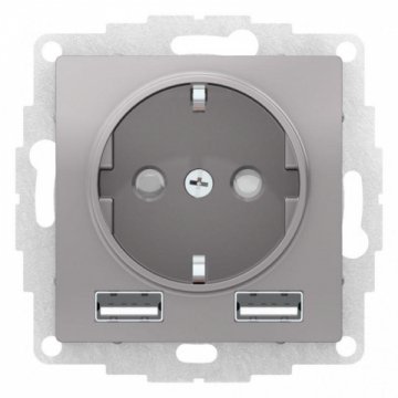 Розетка 2К+3/2хUSB Schneider Electric AtlasDesign 16A 250V Type A+A алюминий ATN000330