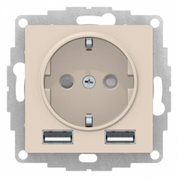 Розетка 2К+3/2хUSB Schneider Electric AtlasDesign 16A 250V Type A+A бежевая ATN000230