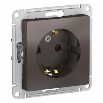 Розетка 2К+З Schneider Electric AtlasDesign 16A 250V со шторками мокко ATN000645