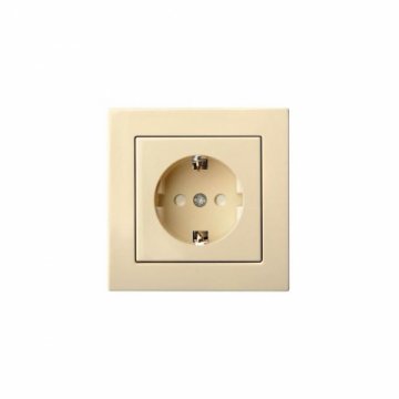 Розетка 2P+E Liregus Epsilon со шторками бежевый 28-0663