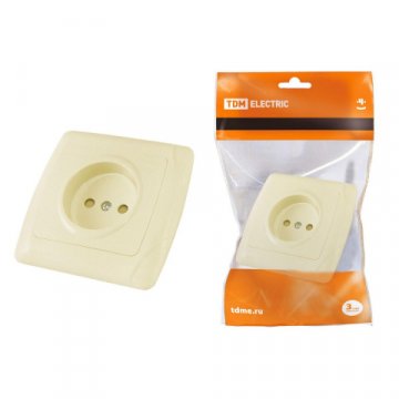 Розетка 2P TDM Electric Онега со шторками слоновая кость SQ1805-0039