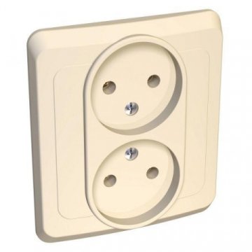 Розетка двойная 2К Schneider Electric Этюд 16A 250V кремовая PC16-005K