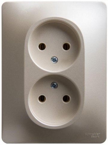 Розетка двойная 2К Schneider Electric Glossa 16A 250V перламутр GSL000620