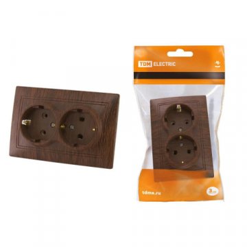 Розетка двойная 2P+PE TDM Electric Таймыр бук SQ1814-0314