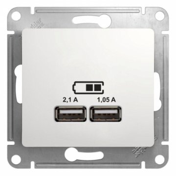 Розетка двойная USB Schneider Electric Glossa Type A+A белая GSL000133