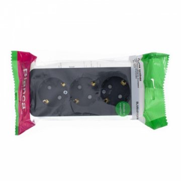 Розетка тройная 2К+3 Schneider Electric Blanca 16A 250V со шторками антрацит BLNRA011316