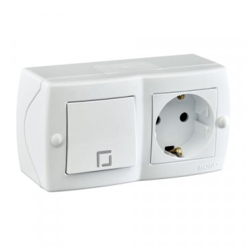 Выключатель - розетка Mono Electric Octans IP20 одноклавишный - 2К+З белый 104-010101-180