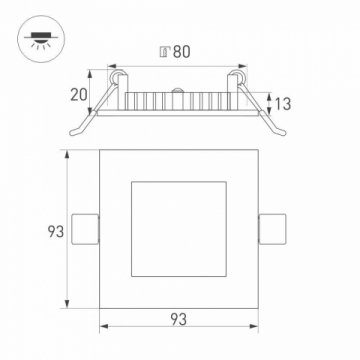 Встраиваемый светодиодный светильник Arlight DL-93x93M-5W Warm White 020123