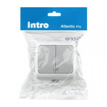 Выключатель двухклавишный ЭРА Intro Atlantic 10AX 250V с подсветкой 5-105-03 Б0050944