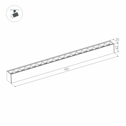Трековый светодиодный светильник для магнитного шинопровода Arlight Mag-Laser-45-L480-27W Day4000 032649