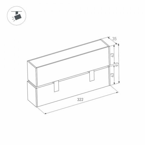 Трековый светодиодный светильник для магнитного шинопровода Arlight Mag-Laser-Fold-45-S320-12W Warm3000 026974