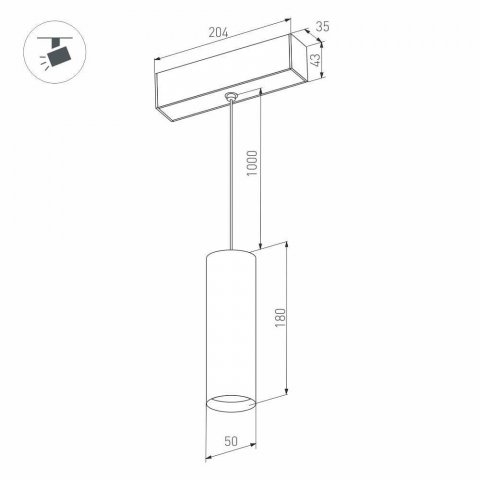 Трековый светодиодный светильник для магнитного шинопровода Arlight Mag-Spot-Hang-45-R50-7W Warm3000 027005