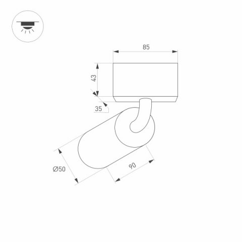 Трековый светодиодный светильник для магнитного шинопровода Arlight Mag-Spot-Rotate-45-R50-7W Warm3000 032651
