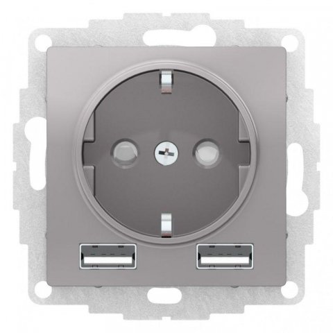 Розетка 2К+3/2хUSB Schneider Electric AtlasDesign 16A 250V Type A+A алюминий ATN000330