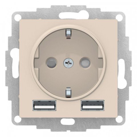 Розетка 2К+3/2хUSB Schneider Electric AtlasDesign 16A 250V Type A+A бежевая ATN000230