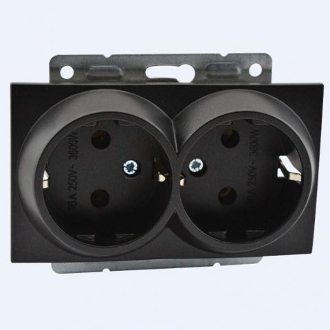 Розетка 2К+З двойная Mono Electric Despina/ Larissa 16A 250V винтовое подключение графит 500-002004-120
