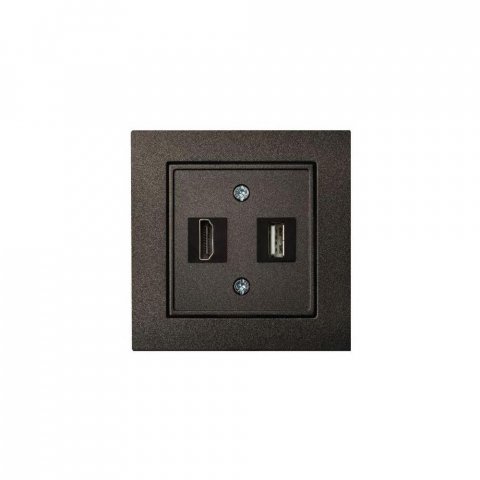 Розетка HDMI/USB Liregus Epsilon антрацит 28-1131