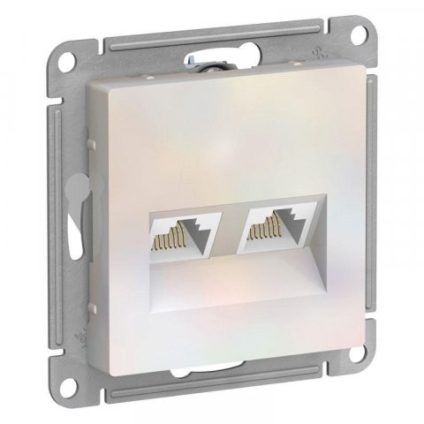 Розетка компьютерная двойная RJ45 Schneider Electric AtlasDesign 5e кат UTP жемчужная ATN000485