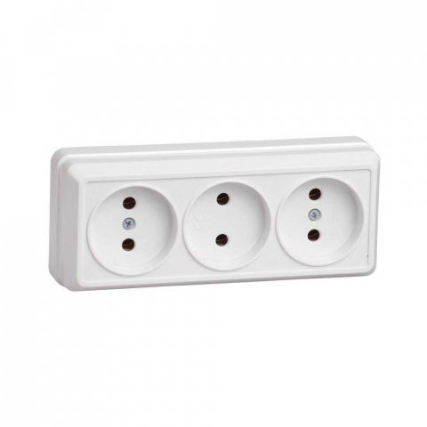 Розетка тройная 2P IEK Oktava белая ERO30-K01-10-DC