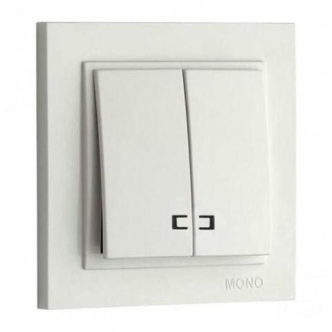 Выключатель Mono Electric Despina двухклавишный с подсветкой слоновая кость 102-010025-103