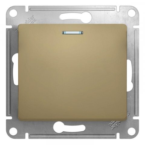 Выключатель одноклавишный Schneider Electric Glossa 10A 250V с подсветкой титан GSL000413