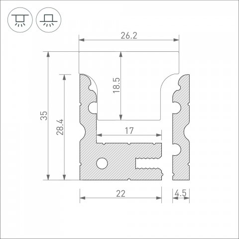 Встраиваемый профиль ARH-FLOOR27-H28-2000 ANOD 038356