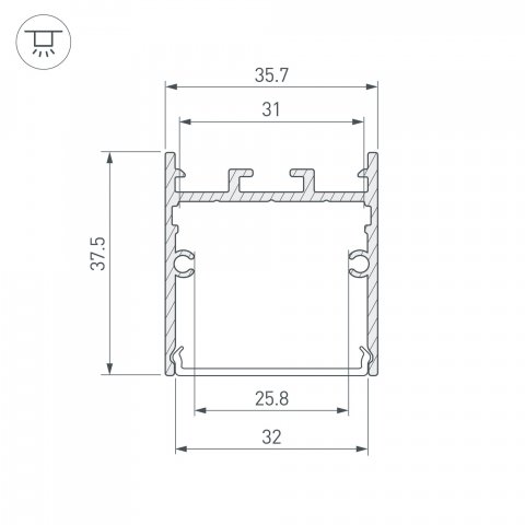 Встраиваемый профиль Arlight SL-LINE-3638-LW-2000 WHITE 038444
