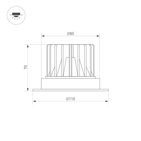 Встраиваемый светодиодный светильник Arlight MS-Atlas-Trimless-R70-12W Day4000 037057